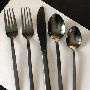 West Elm Matte Black Flatware Set of 5, 20 piece